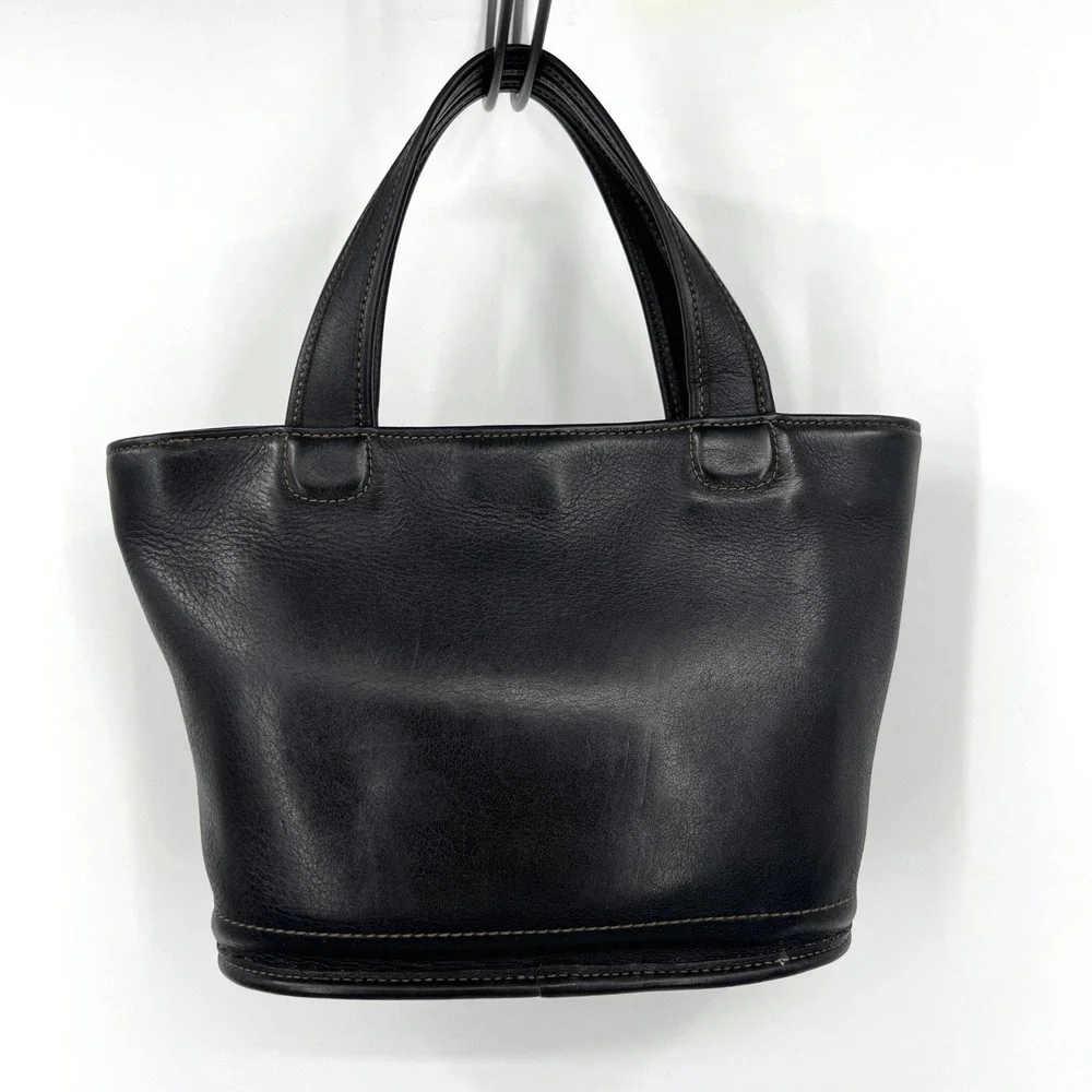Vintage Coach 9301 Bleeker Small Basket Black Leather Satchel Bag 1998 Y2K
